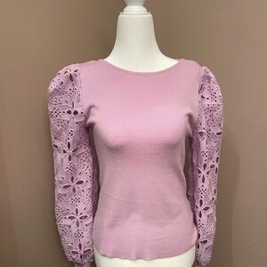 Avara Lavender Lace Sleeve Sweater
